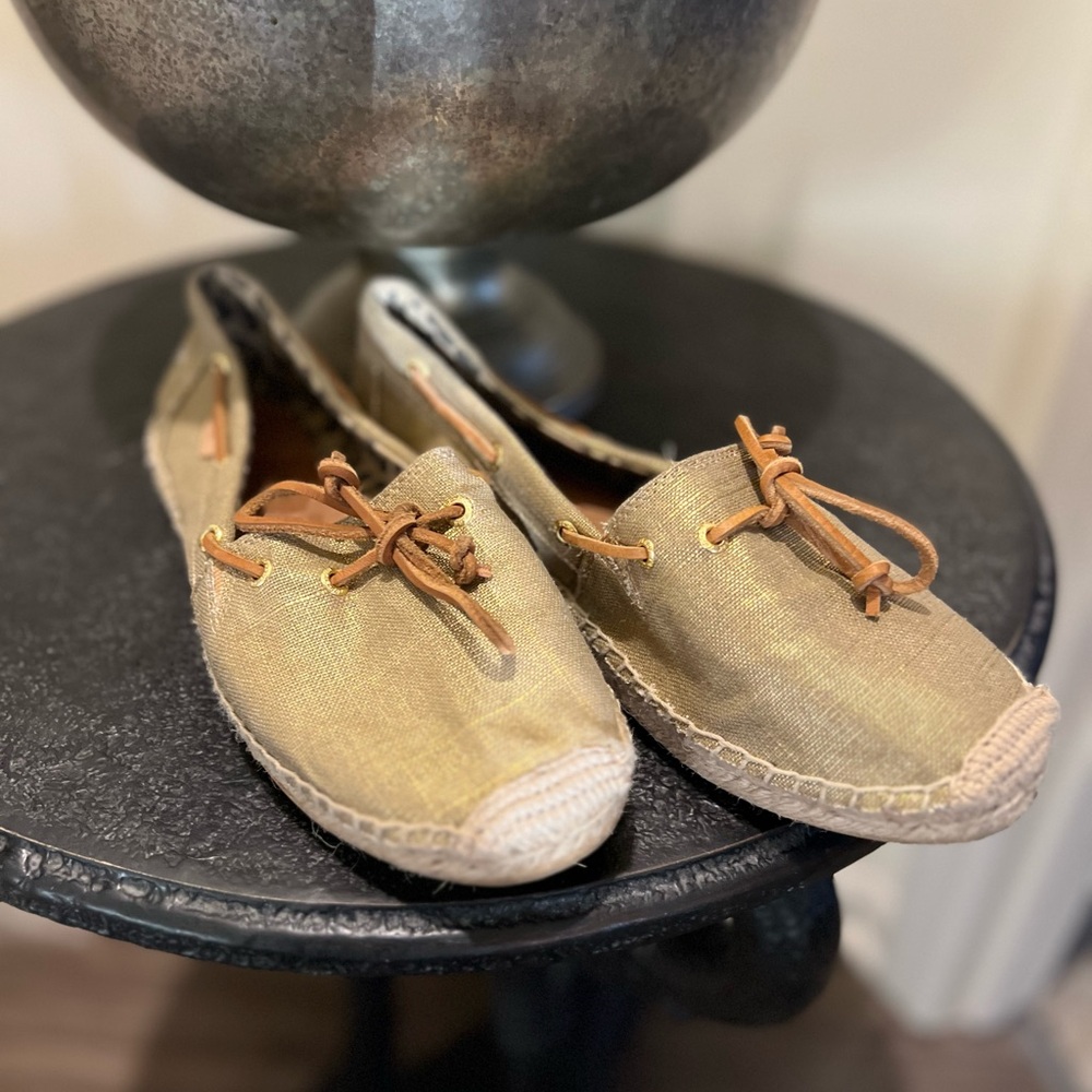 Sperry Tan Espadrille Loafers with Leather Laces